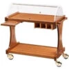 Carrello Di Servizio In Legno Noce Modello CL2255 Due Piani Cupola In Plexiglas Semicircolare Con Coperchi Rientranti