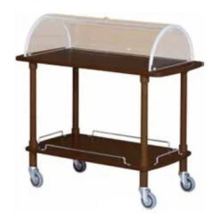 Carrello Di Servizio In Legno Wengè Con Cupola In Plexiglas Modello CLC2012W Due Piani