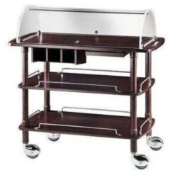 Carrello Di Servizio In Legno Wengè Con Cupola In Plexiglas Modello CLC2013W Tre Piani