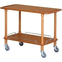 Carrello Di Servizio Modello CLP2002L40 In Legno Noce Due Ripiani
