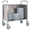 Carrello Portapiatti Modello CP1441 Struttura In Tubo Di Acciaio Inox Ruote Piroettanti. Portata 200 Piatti Circa