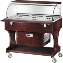 Carrello Refrigerato In Legno Modello CLR2787BT Con Cupola In Plexiglas Colore Noce O Wengè
