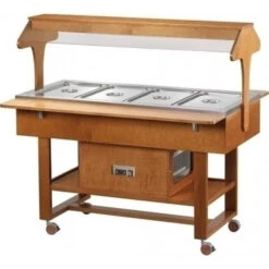 Carrello Refrigerato In Legno Modello ELR2825 Con Cupola In Plexiglas Colore Noce O Wengè