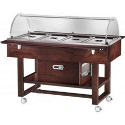 Carrello Refrigerato In Legno Modello ELR2827 Con Cupola In Plexiglas Colore Noce O Wengè
