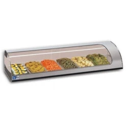 EspositoreVetrina Da Banco Caldo Modello TAPAS4GN-BM Contiene Bacinelle GN1/3 Cm 32,5x17,6x4