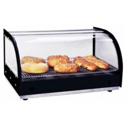 Vetrina Espositore Da Banco Calda Modello DHN300 N. 1 Piano Fianchi In Vetro Temperato Con Frontale Ricurvo Sistema Di Riscaldamento Con Resistenza